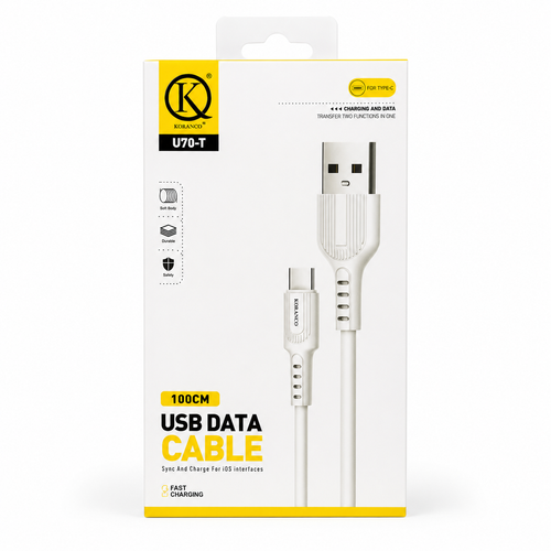 کابل شارژ USB به USB-C کورانکو مدل U70-T یک متری سفید