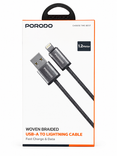 کابل شارژ USB-A به لایتنینگ پورودو بافته شده 1.2 متری
