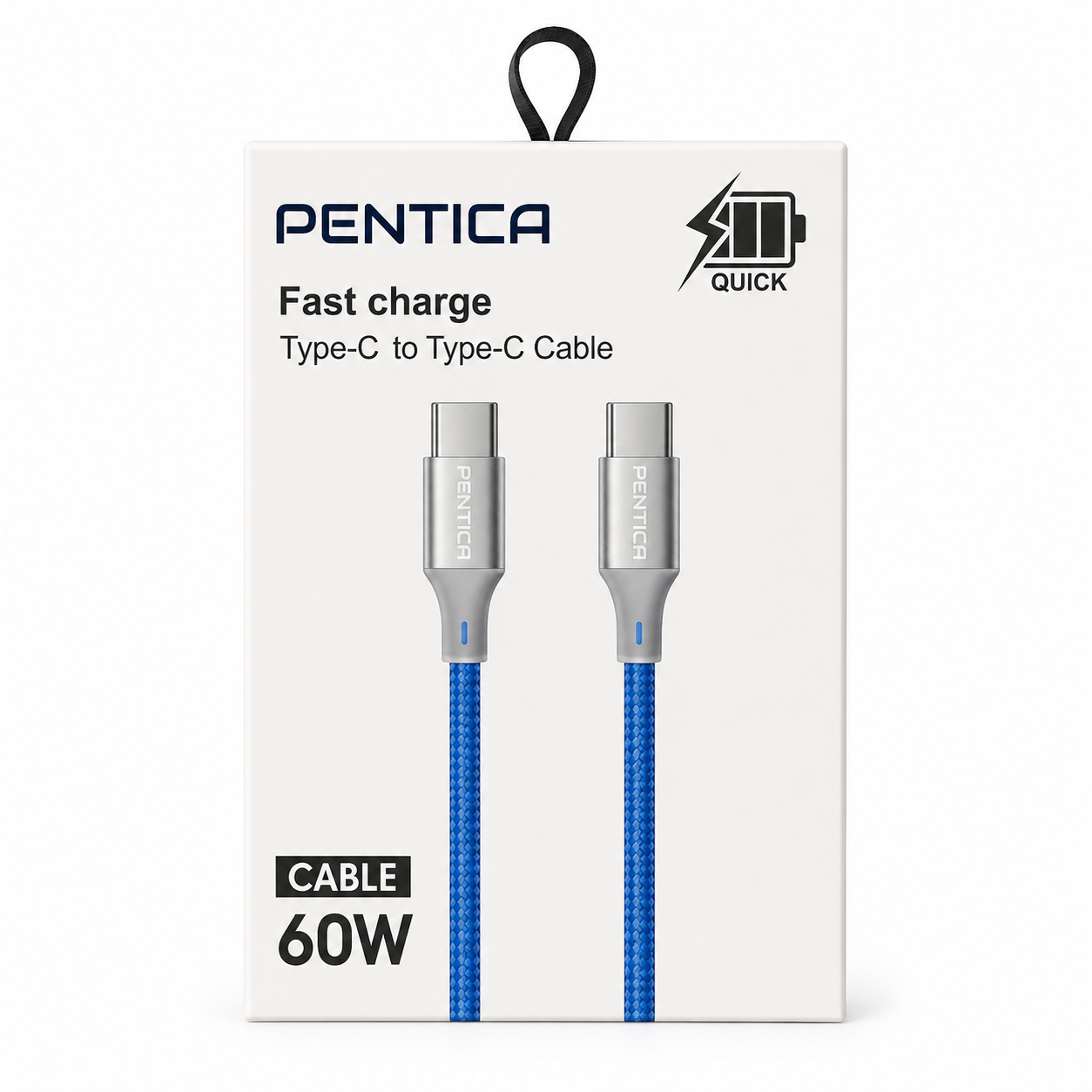 کابل شارژ USB-C به USB-C پنتیکا 60 وات فست شارژ
