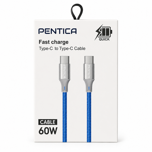 کابل شارژ USB-C به USB-C پنتیکا 60 وات فست شارژ