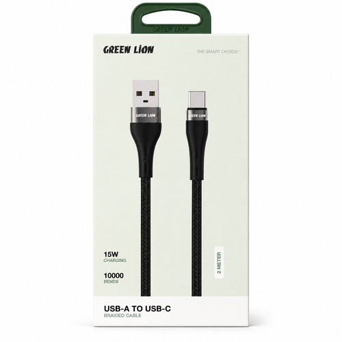 کابل شارژ USB به USB-C گرین لاین مدل Braided Cable طول 2 متر