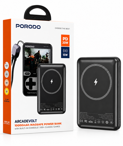 پاوربانک مگسیف Porodo ArcadeVolt ظرفیت 10000 میلیآمپرساعت