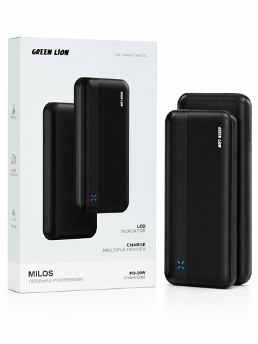 پاوربانک Green Lion Milos ظرفیت 10000 میلیآمپرساعت