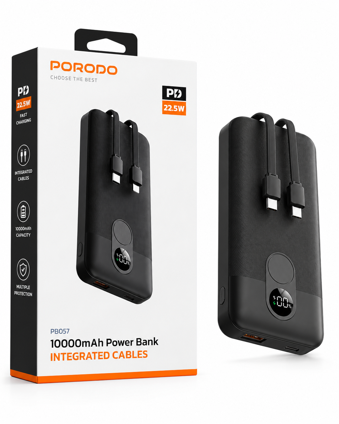 پاوربانک Porodo ظرفیت 10000 میلی‌آمپرساعت مدل PB057
