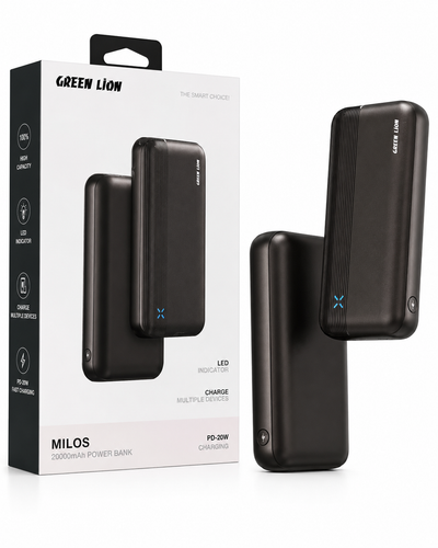 پاوربانک گرین لاین مدل MILOS ظرفیت 20000 میلیآمپر ساعت