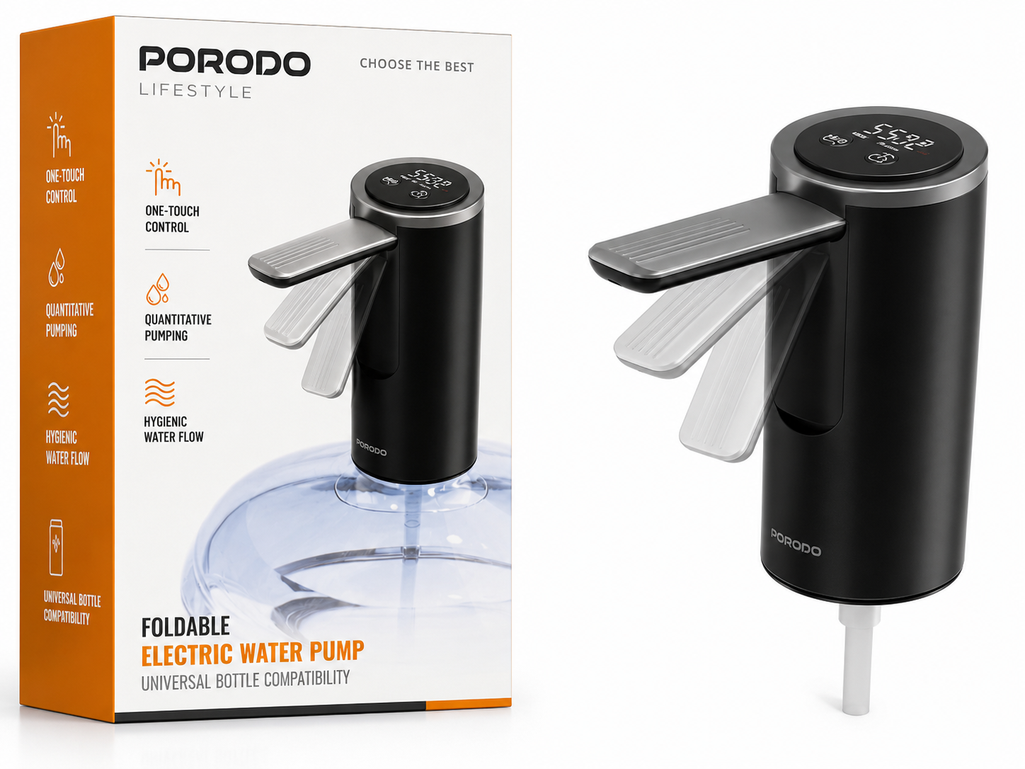 پمپ آب شارژی تاشو Porodo Lifestyle Foldable Electric Water Pump