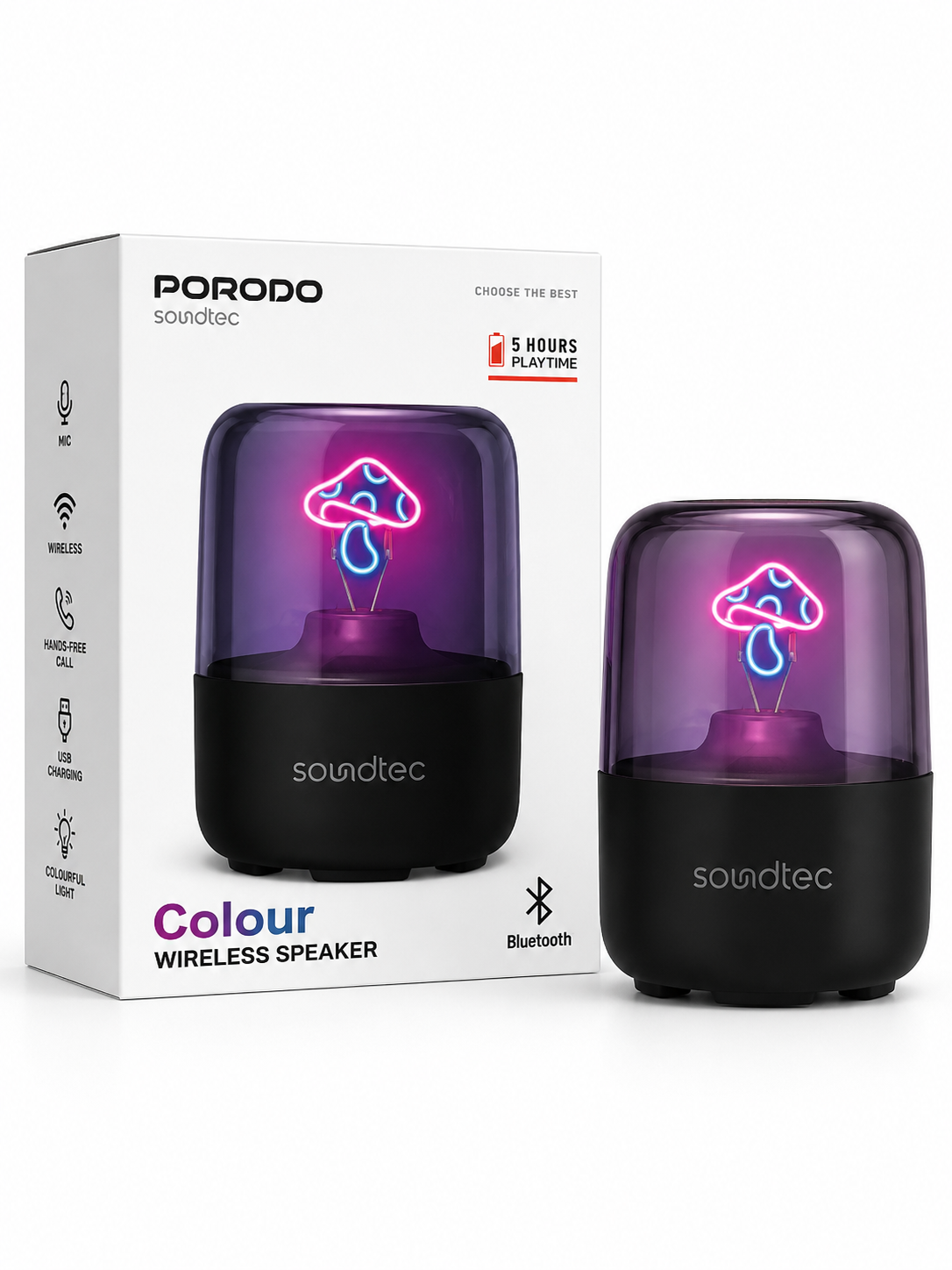 اسپیکر بلوتوثی Porodo Soundtec Colour Wireless Speaker