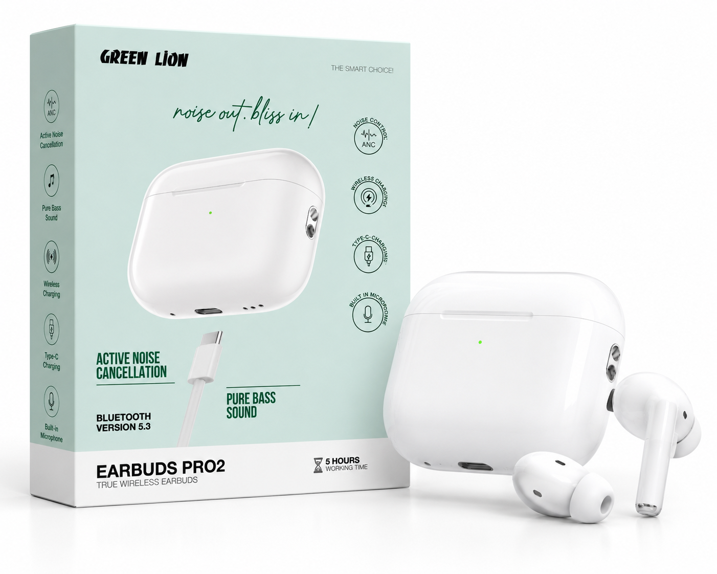 هندزفری بی‌سیم Green Lion Earbuds Pro2