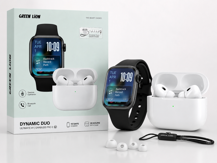 ساعت هوشمند Green Lion Dynamic Duo Ultimate 41 به همراه هندزفری بیسیم Earbuds Pro 2