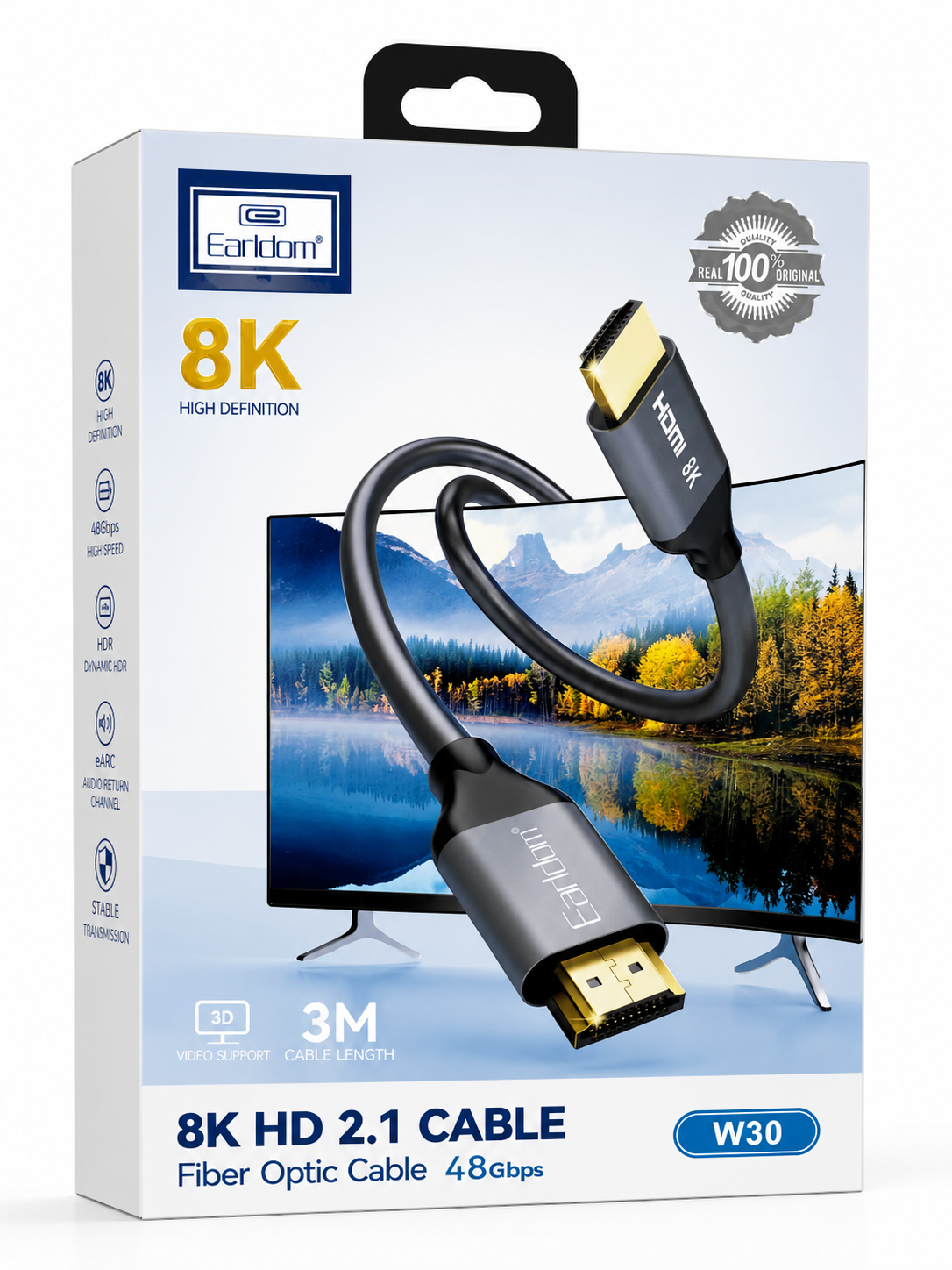 کابل HDMI 2.1 ارلدام 8K مدل W30 طول 3 متر