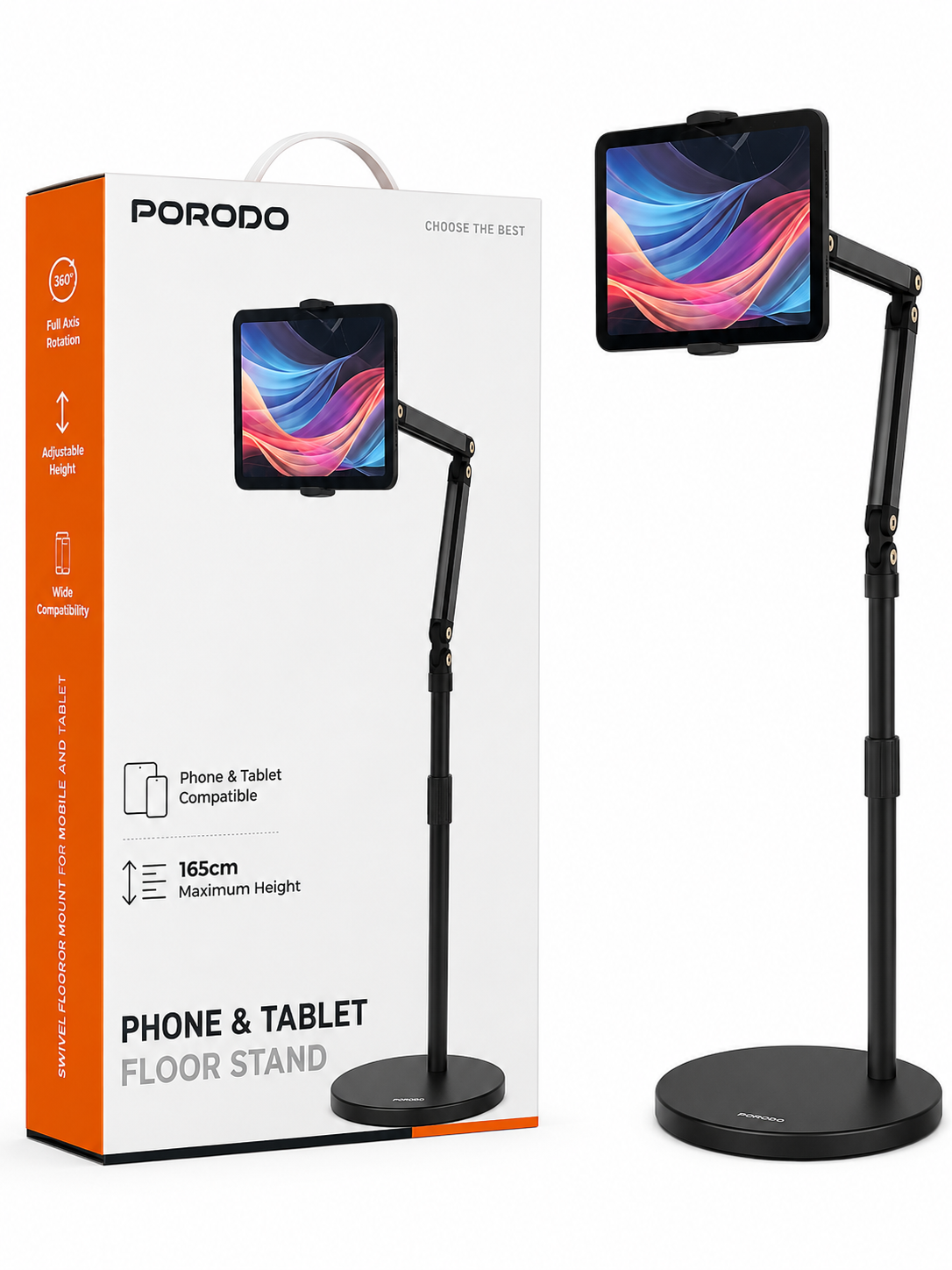 پایه نگهدارنده فلزی گوشی و تبلت Porodo Floor Stand 165cm