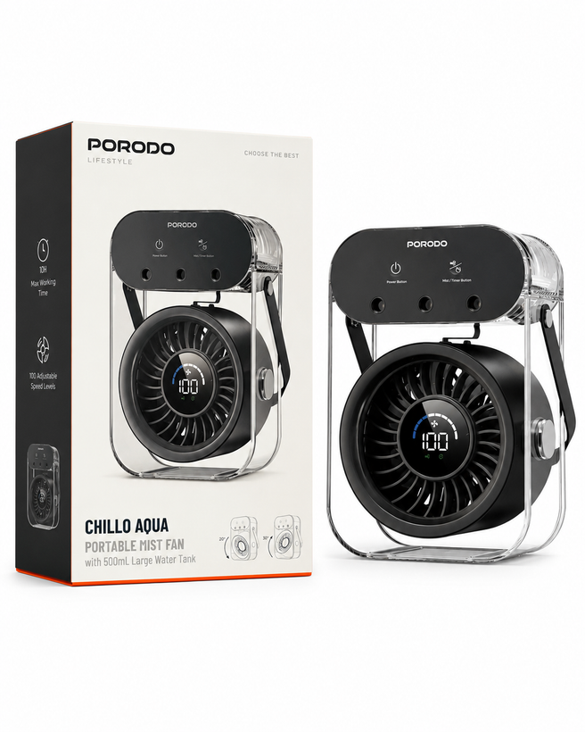 فن و مهپاش شارژی Porodo Chillo Aqua Portable Mist Fan