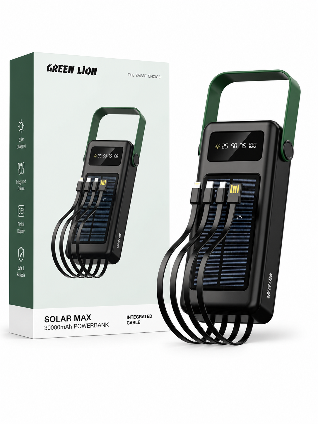 پاوربانک خورشیدی گرین لاین Solar Max ظرفیت 30000 میلی‌آمپرساعت