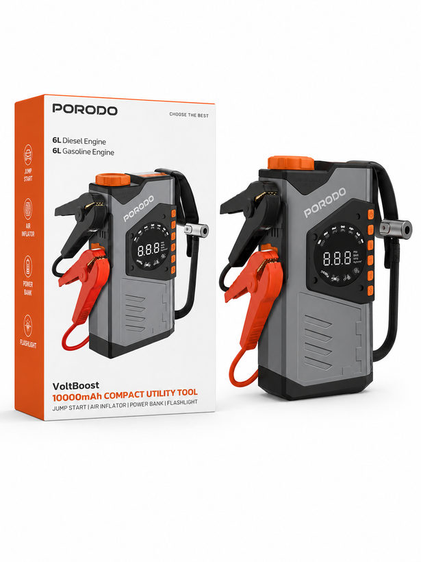 جامپ استارتر چندکاره Porodo مدل VoltBoost 10000mAh
