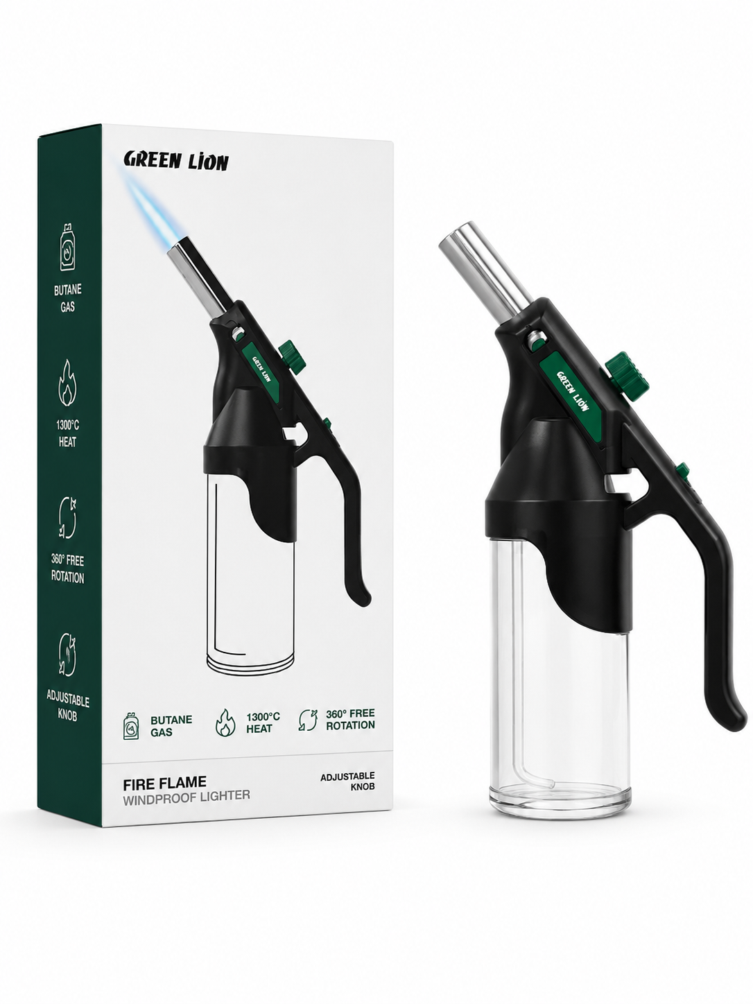 سرشعله اتمی Green Lion مدل Fire Flame Windproof Lighter