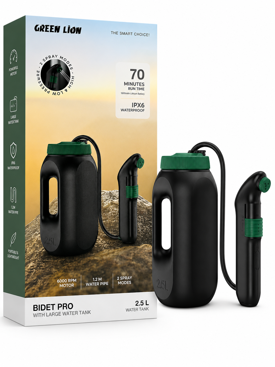 خودشور کمپینگ Green Lion مدل Bidet Pro