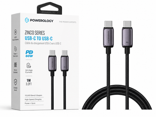 کابل USB-C به USB-C پاورولوژی Zinco Series 60W یک متری
