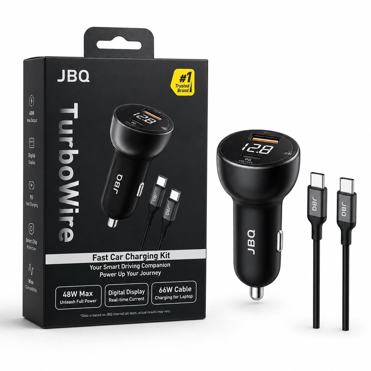 شارژر فندکی سریع JBQ TurboWire به همراه کابل USB-C