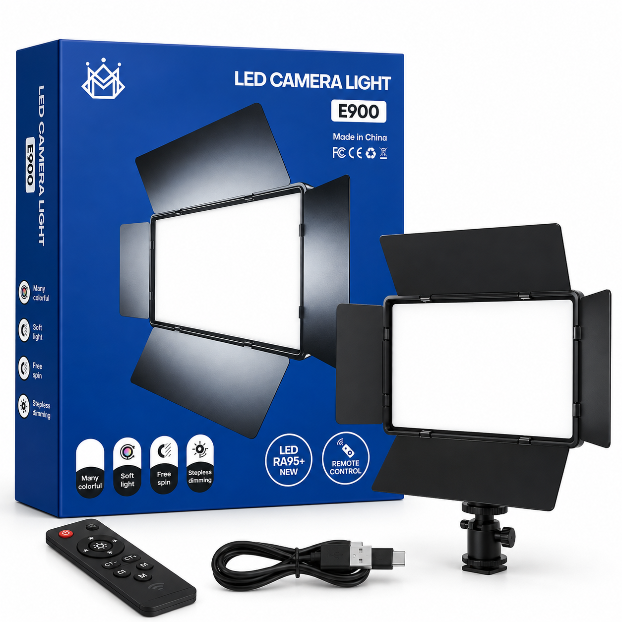 نور ثابت LED دوربین مدل E900