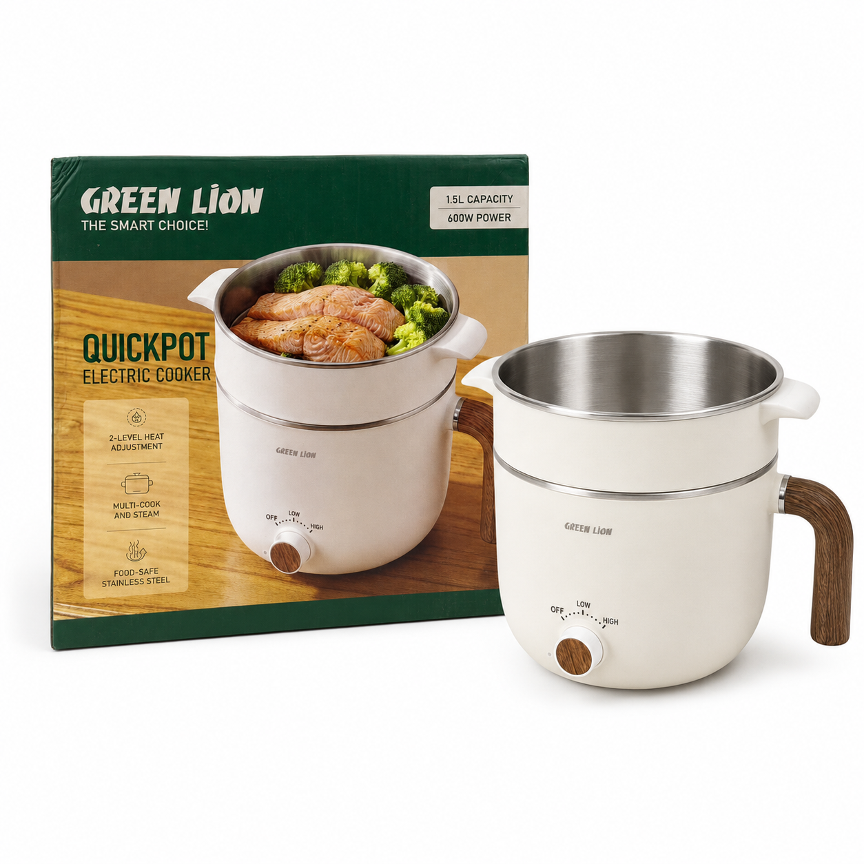 پلوپز و بخارپز برقی گرین لاین مدل Quickpot ظرفیت ۱.۵ لیتر