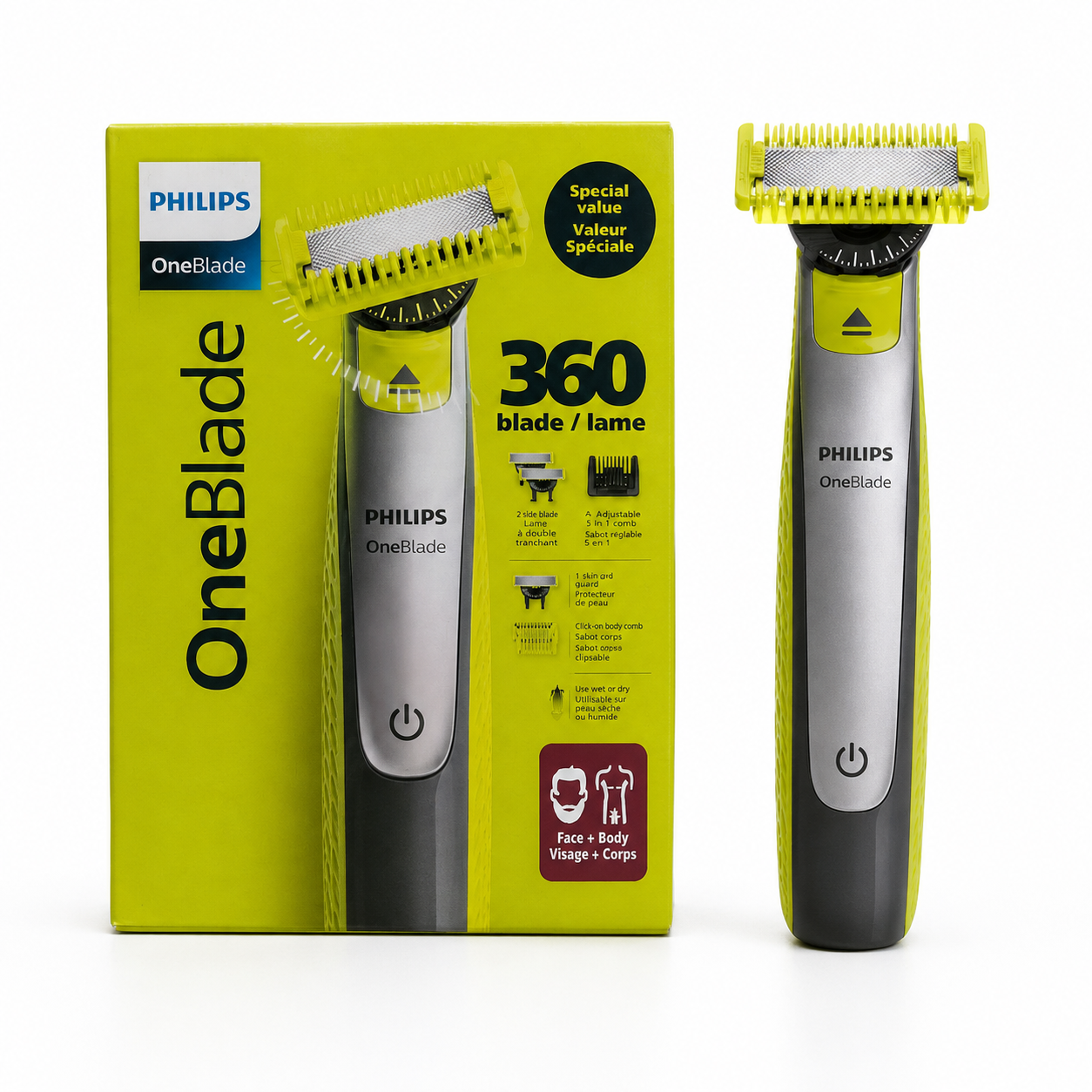 ماشین اصلاح صورت و بدن فیلیپس مدل OneBlade 360 صددرصد اورجینال