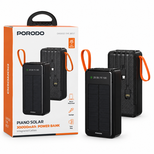 پاوربانک خورشیدی پرودو مدل Piano Solar ظرفیت 30000mAh