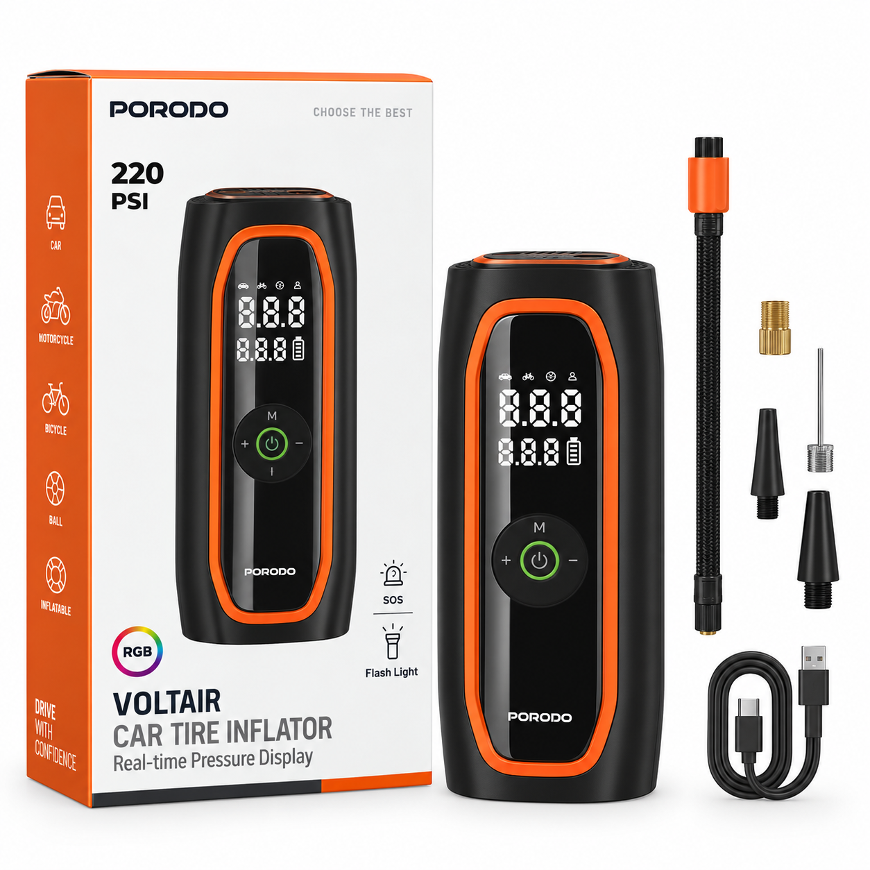 پمپ باد خودرو پرودو مدل Voltair با فشار 220 PSI